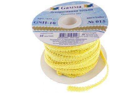 Тесьма декоративная GAMMA Шанель, желтый(015), 10мм, 1м
