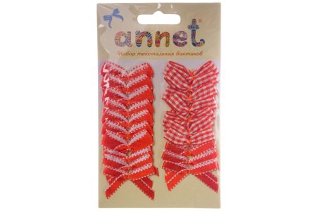Набор текстильных бантиков Annet, красный, 20шт