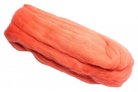 Шерсть для валяния СЕМЕНОВСКАЯ тонкая морковный (670), 100%шерсть, 100г