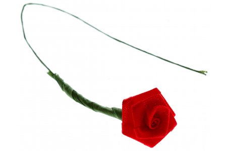 Цветок из ткани на проволоке Атласная роза, красный, 12мм