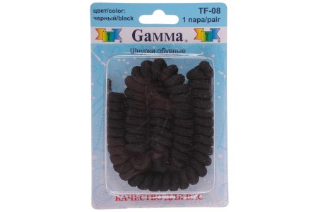 Шнурки Gamma Лентяй, черный, 5мм, 90см, 1пара