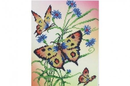 Набор для вышивания бисером KAROLINKA Бабочки и васильки, 18,5*24,5см