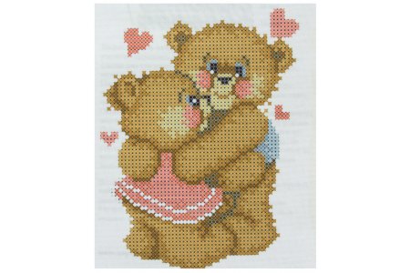 Ткань с рисунком для вышивки бисером КАРОЛИНКА Влюбленные медвежата, 13*16см