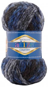 Пряжа Alize Country бело-серый-синий (6410), 20%шерсть/55%акрил/25%полиамид, 34м, 100г
