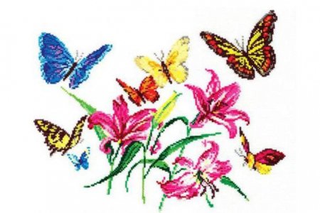 Набор для вышивания крестом Чудесная игла Лилии и бабочки, 32*36см