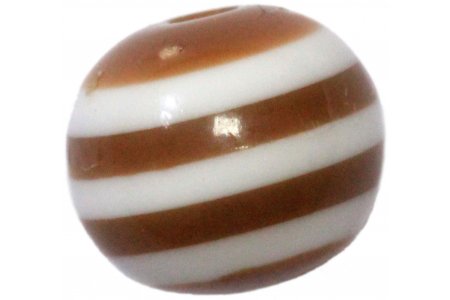 Бусина акриловая ZLATKA круглая, коричнево-белый (28), 6мм