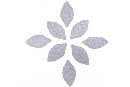 Набор листьев с блестками АСТРА серебряный, 3,8*2см, 8шт