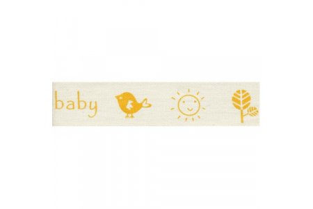 Тесьма декоративная GAMMA с рисунком, A pretty baby, желтый, 16мм, 3м