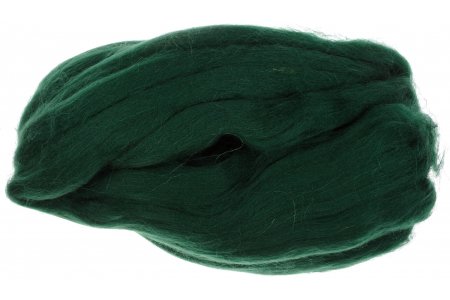 Шерсть для валяния СЕМЕНОВСКАЯ полутонкая темно-зеленый (62), 100%шерсть, 100г