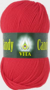 Пряжа Vita Candy алый (2515), 100%шерсть ластер, 178м, 100г