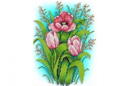 Набор для вышивания бисером KAROLINKA Тюльпаны, 18,5*24,5см