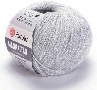 Пряжа Yarnart Manhattan светло-серый (901), 7%шерсть/7%вискоза/30%акрил/56%металлик, 200м, 50г