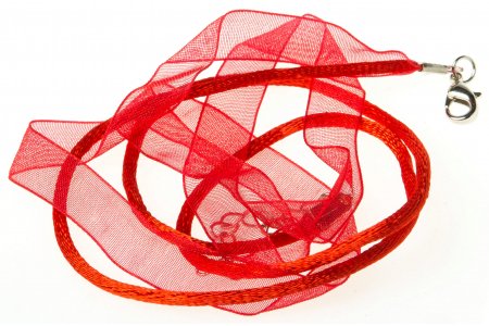 Шнур комбинированный ZLATKA с лентой, с замком, красный, 45см