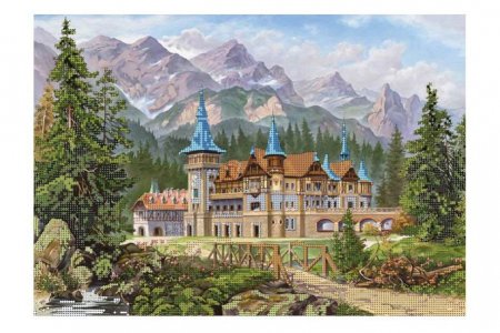 Канва с рисунком для вышивки бисером GLURIYA Замок у ручья, 40*28см