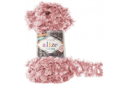 Пряжа Alize Puffy Fur светло-розовый (6102), 100%микрополиэстер, 6м, 100г