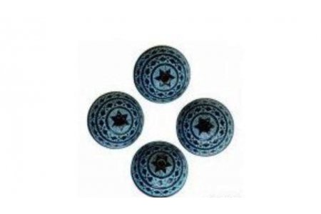 Бусина пластиковая АСТРА круглая, рельефный орнамент, синий(006), 28*21мм