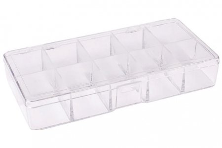Коробка пластиковая для мелочей БЕЛОСНЕЖКА, прозрачный, 10 отделений, 17,5*9,5*3см