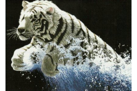 Набор для вышивания крестом БЕЛОСНЕЖКА 3D вышивка, Белый тигр, 68*52см