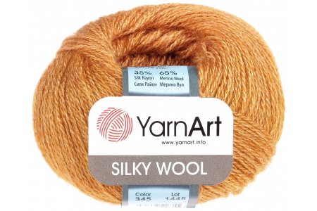 Пряжа Yarnart Silky wool золотистый (345), 65%шерсть мериноса/35%искусственный шелк, 190м, 25г