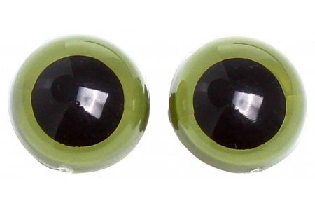 Глаза пластиковые для пришивания HobbyBe на петле, зеленый d9мм, 1пара