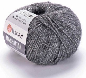 Пряжа Yarnart Manhattan серый (903), 7%шерсть/7%вискоза/30%акрил/56%металлик, 200м, 50г
