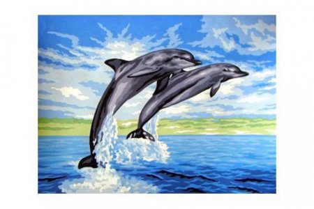 Канва с рисунком COLLECTION D*ART Дельфины, 30*40см