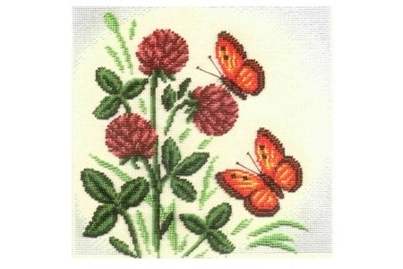 Набор для вышивания бисером PANNA, Клевер, 24*24см, 3цвета мулине, 15цветов бисера