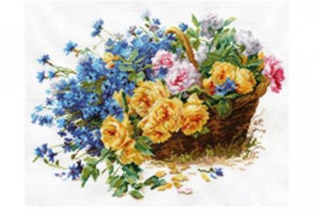 Набор для вышивания крестом АЛИСА Цветущий сад. Розы и васильки, 25*26см