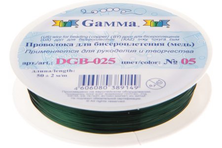 Проволока для бисероплетения GAMMA медная, зеленый, толщина 0,25мм, 50м