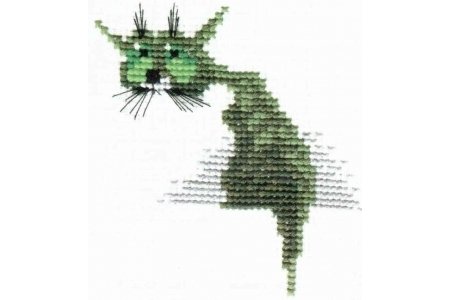 Набор для вышивания крестом Чаривна мить Зеленый кот, 15*15см