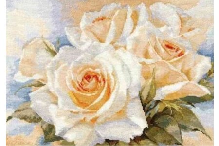 Набор для вышивания крестом АЛИСА Белые розы, 40*27см,