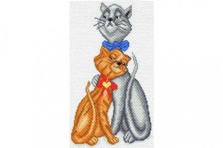 Канва с рисунком для вышивки крестом МАТРЕНИН ПОСАД Кот с кошкой, 17*29см