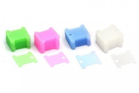 Шпули пластиковые для мулине БЕЛОСНЕЖКА, зеленый/голубой/белый/розовый, 50шт