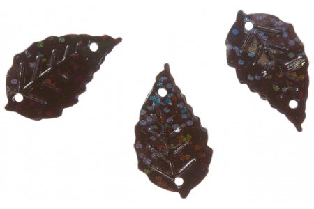 Пайетки АСТРА Листочки, черный голограмма (А50), 13*25м, 10г