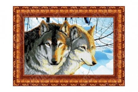 Ткань с рисунком для вышивки бисером КАРОЛИНКА Волки, 25*38см