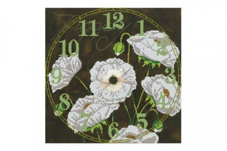 Канва с рисунком для вышивки бисером GLURIYA Часы-Цветы, 30*30см