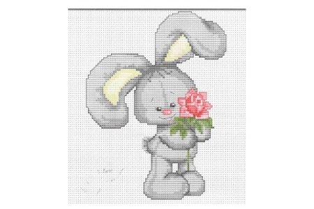 Набор для вышивания крестом Luca-s Зайчонок с цветком, 12*15,5см