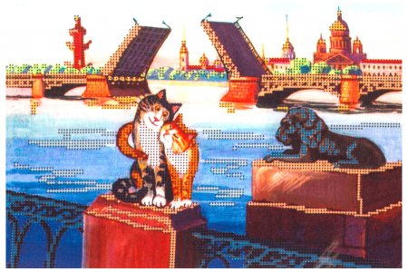 Канва с рисунком для вышивки бисером GLURIYA Питерские коты 3, 30*22см