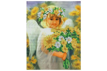 Ткань с рисунком для вышивки бисером КАРОЛИНКА Солнечный ангел, 12,7*16,7см