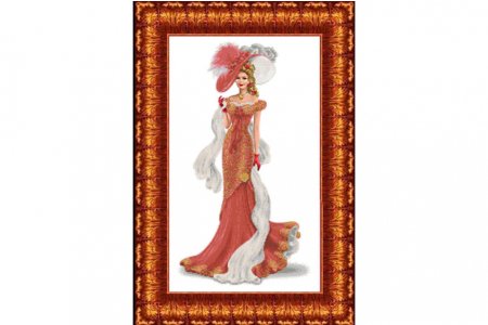 Ткань с рисунком для вышивки бисером и крестом КАРОЛИНКА Дама с шарфом, 36*65см
