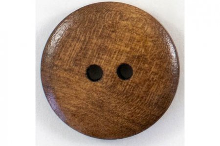 Пуговица деревянная КОЛИБРИ круглая (W15), 2 прокола, коричневый, 18мм                                                                                                                                        