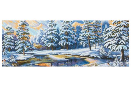Канва с рисунком для вышивки крестом МАТРЕНИН ПОСАД Зимний лес, 30*80см