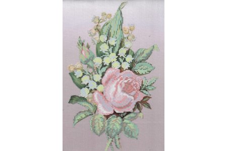 Канва с рисунком для вышивки бисером ЧАРИВНА МИТЬ Букет ландышей с розами, 20*30см