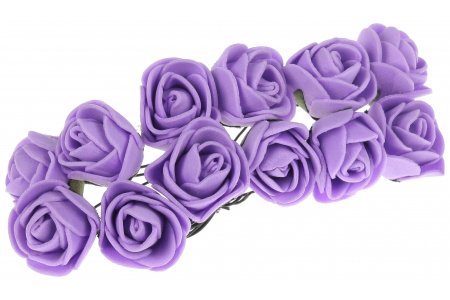 Цветы из фоамирана на проволоке Роза, фиолетовый, 2,5см, 12шт