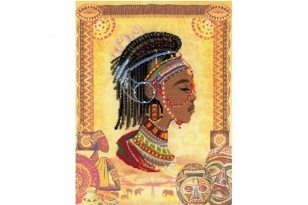 Набор для вышивания крестом Риолис Африканская принцесса, с напечатанным фоном, 30*40см