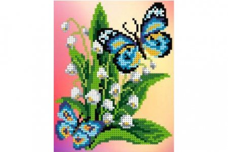 Набор для вышивания бисером KAROLINKA Бабочка на ландышах, 12,9*16,2см