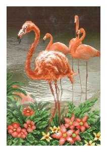 Набор для вышивания бисером МАТРЕНИН ПОСАД Фламинго, 27*37см