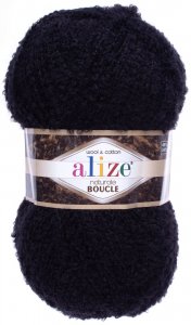 Пряжа Alize Naturale boucle черный (60), 49%шерсть/24%хлопок/24%акрил/3%полиэстер, 200м, 100г