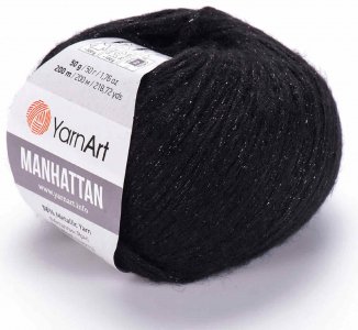 Пряжа Yarnart Manhattan черный (916), 7%шерсть/7%вискоза/30%акрил/56%металлик, 200м, 50г