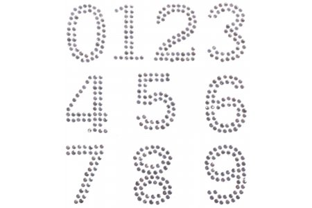 Стразы самоклеющиеся GLOREX, Цифры (0-9), 25мм, прозрачный